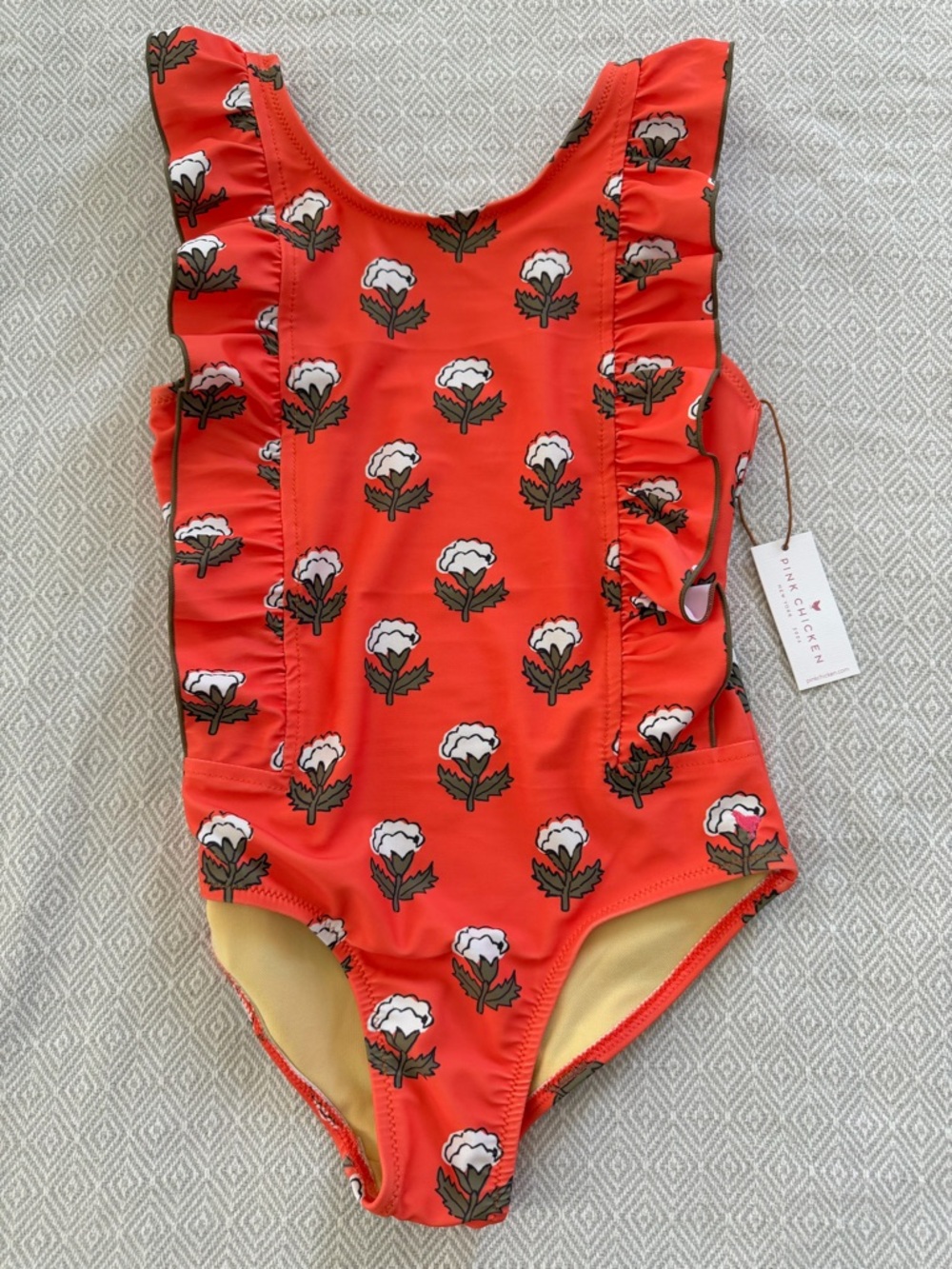 Pink Chicken Katniss Swimsuit Size 8Y Orange Small Bud NWT
